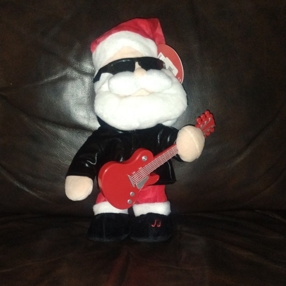 Santa Claus Plush with Red Guitar